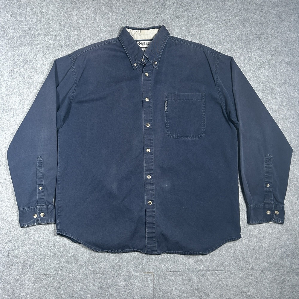 Columbia‎ Button Down Shirt Long Sleeve Hiking Outdoor Heavyweight Logo Breathe